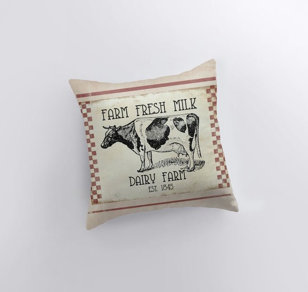 Farm Fresh Milk Dairy Cow Pillow Cover | Farmhouse Pillow | Farmhouse - jenshomeandgardendecor