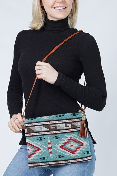 Western Patterned Crossbody / Clutch Bag - jenshomeandgardendecor