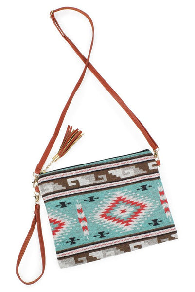 Western Patterned Crossbody / Clutch Bag - jenshomeandgardendecor