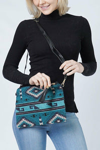 Western Patterned Crossbody / Clutch Bag - jenshomeandgardendecor