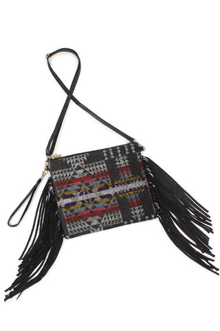 Western Saddle Blanket Tassel Crossbody Bag - jenshomeandgardendecor