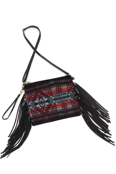 Western Saddle Blanket Tassel Crossbody Bag - jenshomeandgardendecor