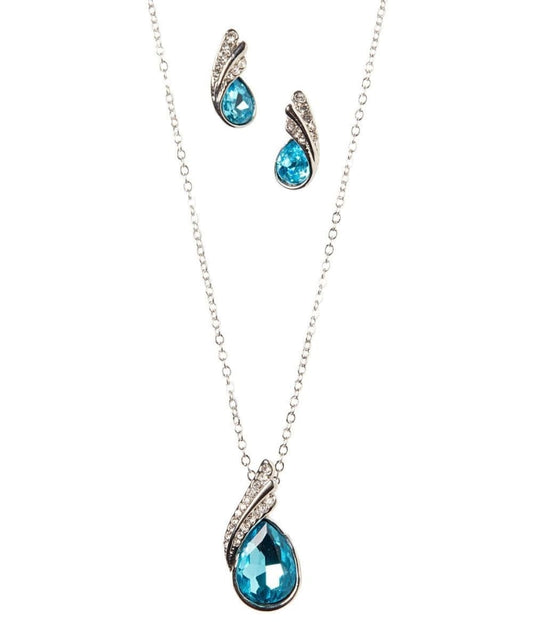 Sea Blue Crystal Necklace Set - jenshomeandgardendecor