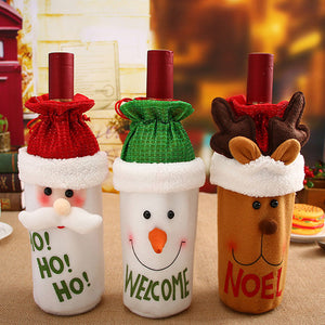 1PC Cute Christmas Red Wine Bottle Cover Bags - jenshomeandgardendecor