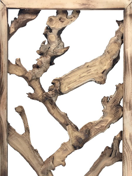 Rustic Earthy Wood Root Three Panel Room Divider Screen - jenshomeandgardendecor