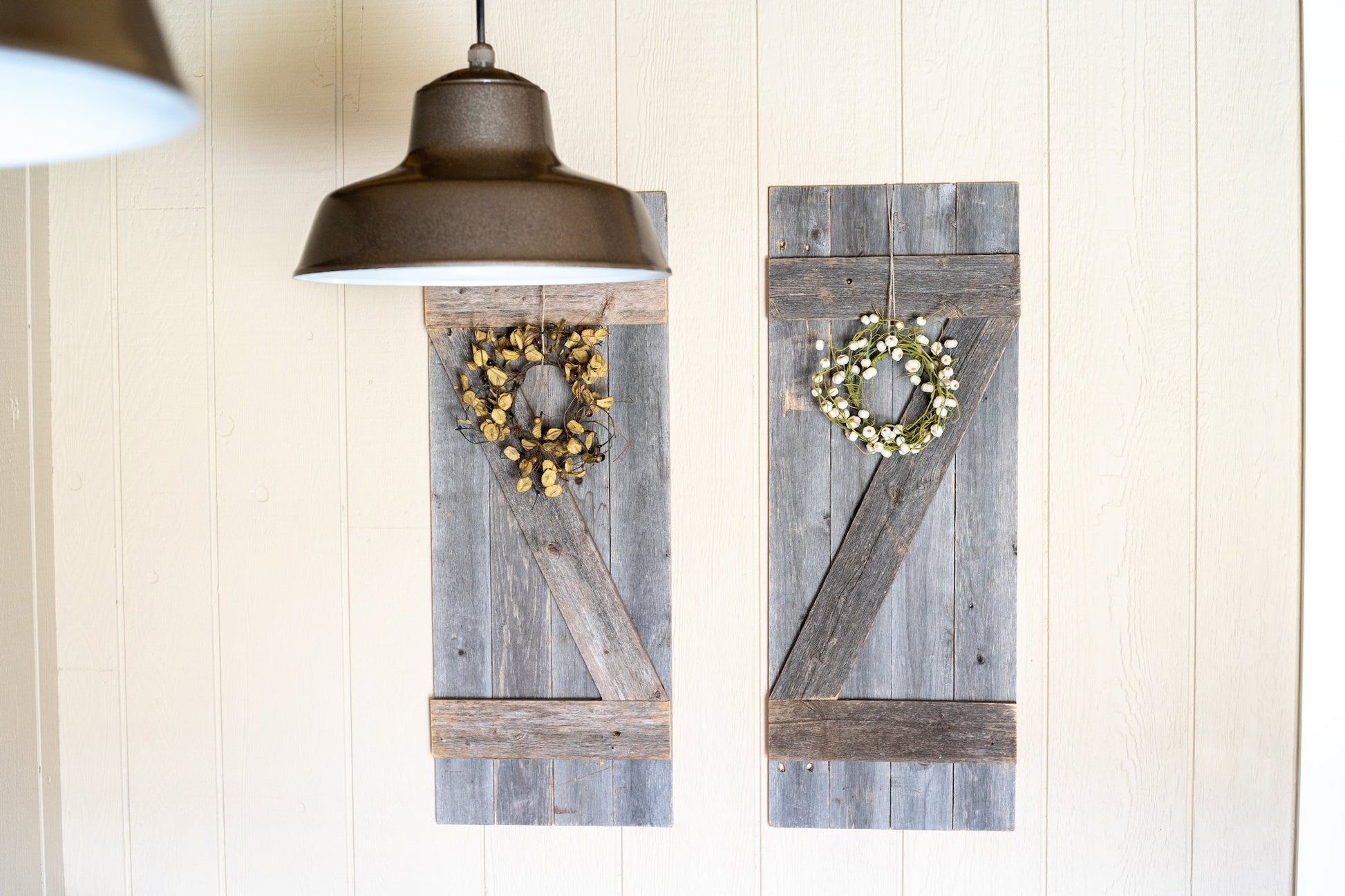 Set of 2 Rustic Natural Weathered Grey Wood Window Shutters - jenshomeandgardendecor