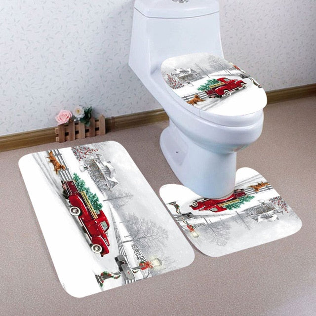 3pcs Christmas Bathroom Accessories Set - jenshomeandgardendecor