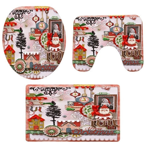 3pcs Christmas Bathroom Accessories Set - jenshomeandgardendecor