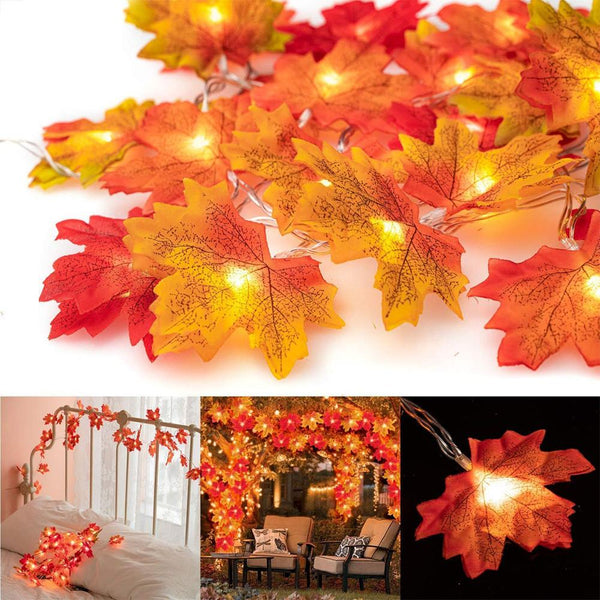 10Ft Maple Leaf String Lights - jenshomeandgardendecor