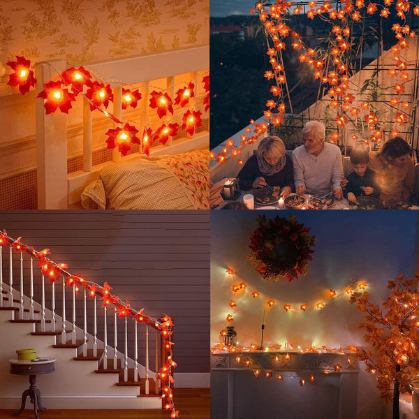 10Ft Maple Leaf String Lights - jenshomeandgardendecor