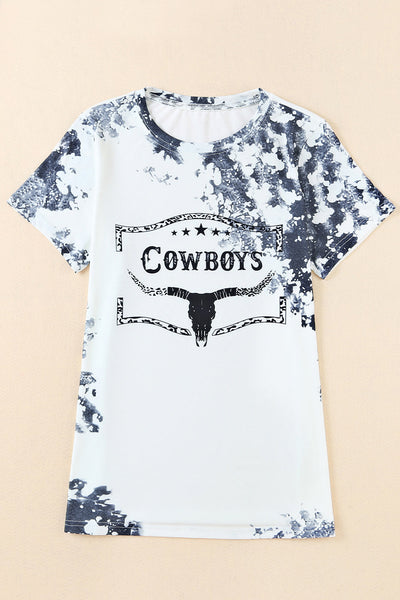 Gray Western Cow Horn Graphic Tee - jenshomeandgardendecor