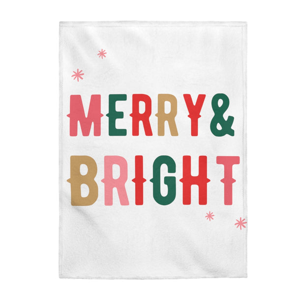 Christmas Holiday Merry & Bright Plush Blanket Throw - jenshomeandgardendecor