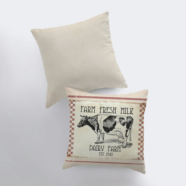 Farm Fresh Milk Dairy Cow Pillow Cover | Farmhouse Pillow | Farmhouse - jenshomeandgardendecor