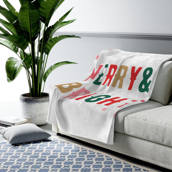 Christmas Holiday Merry & Bright Plush Blanket Throw - jenshomeandgardendecor