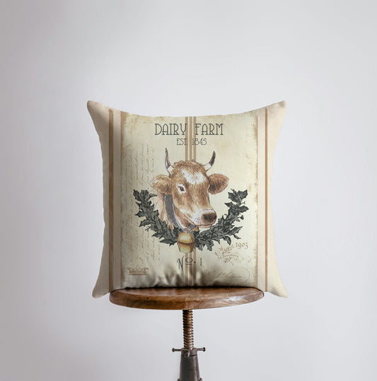 Dairy Farm Cow Vintage Pillow Cover - jenshomeandgardendecor