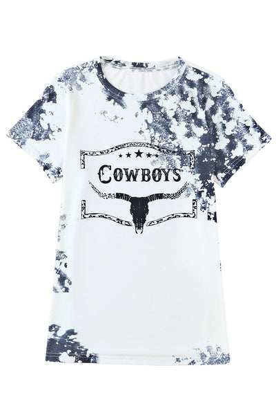 Gray Western Cow Horn Graphic Tee - jenshomeandgardendecor