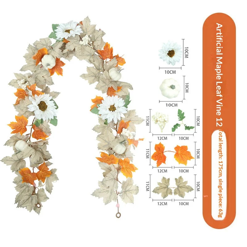 Cozy Fall Artificial Maple Leaf Garland 2 Styles