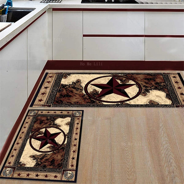 2 Pieces Non Slip Western Texas Star Kitchen Mats