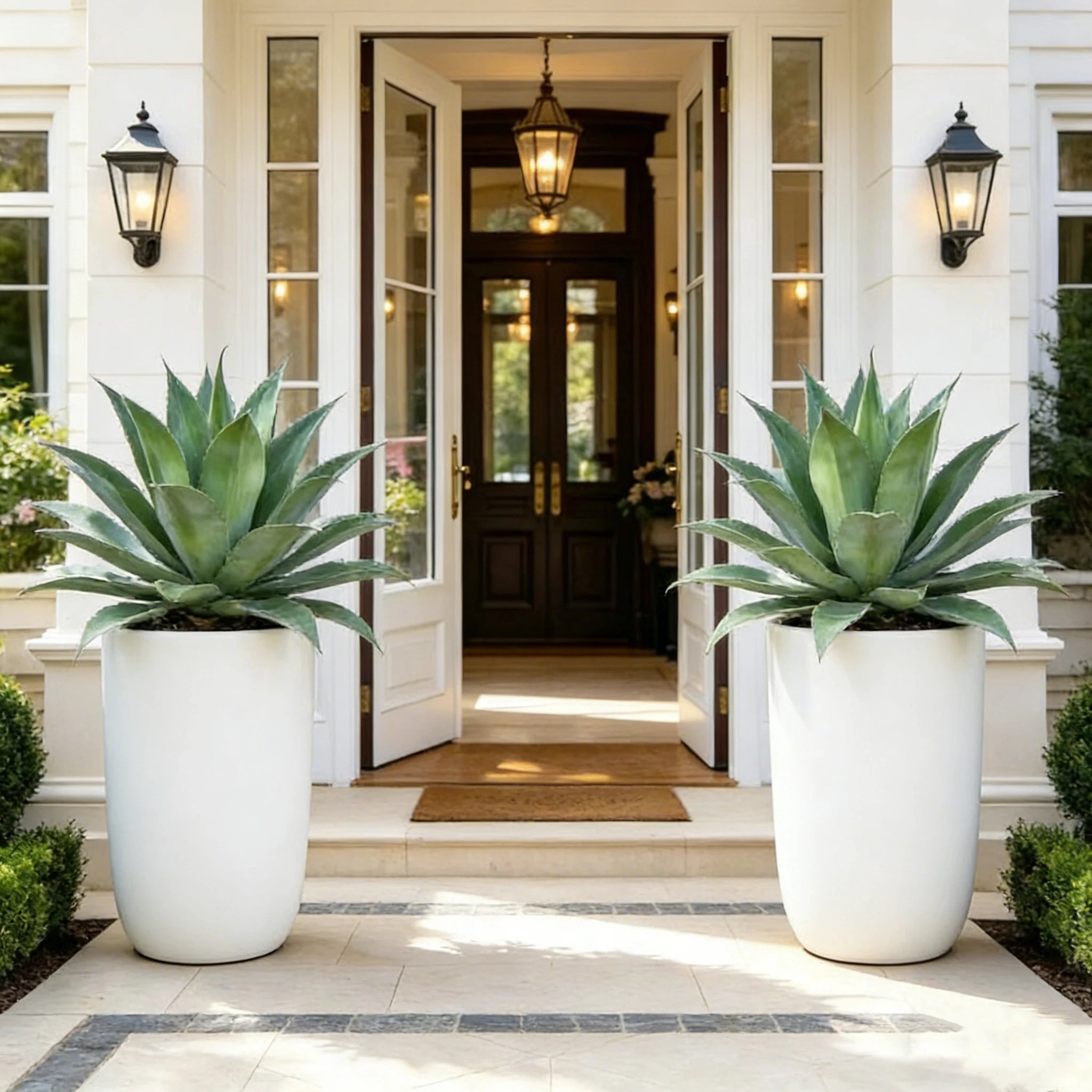 2 Pack 25in Artificial Agave Plants UV Resistant Large Faux Succulent for Indoor Outdoor Home Garden Decor