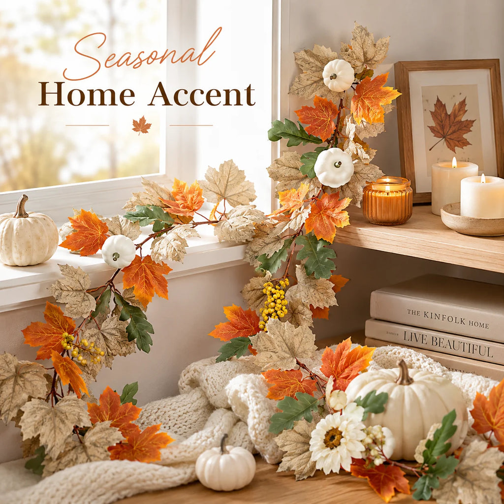 Cozy Fall Artificial Maple Leaf Garland 2 Styles