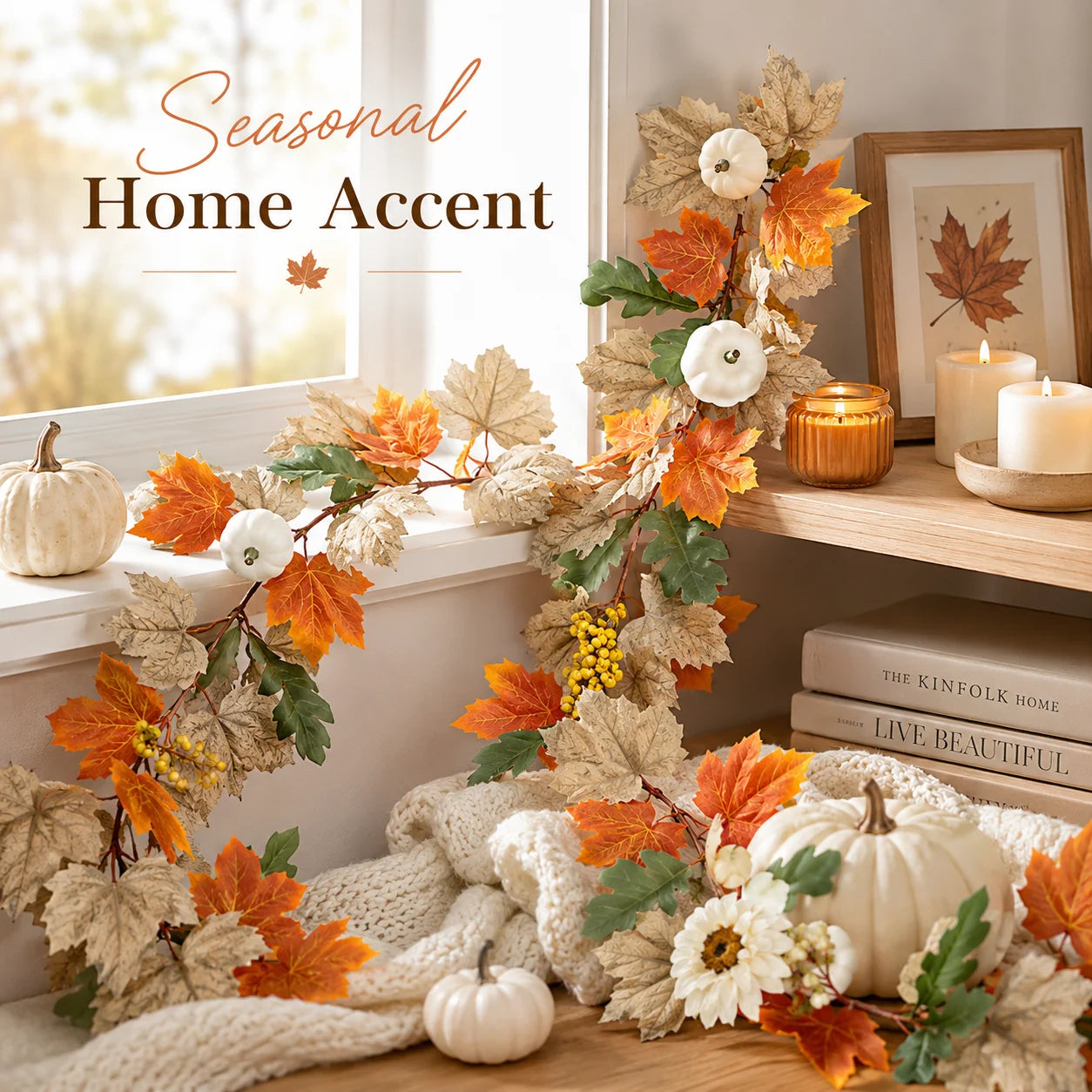 Cozy Fall Artificial Maple Leaf Garland 2 Styles