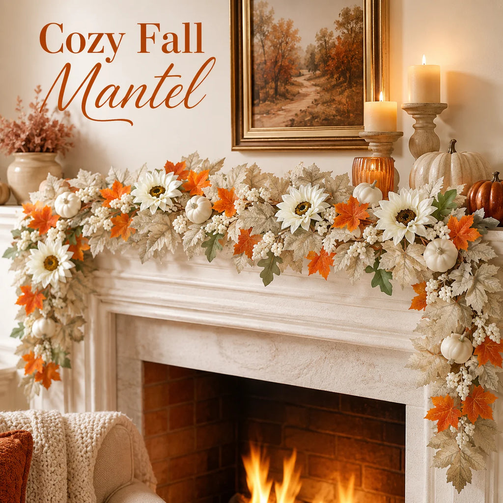 Cozy Fall Artificial Maple Leaf Garland 2 Styles