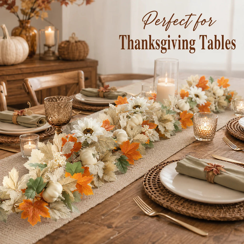 Cozy Fall Artificial Maple Leaf Garland 2 Styles