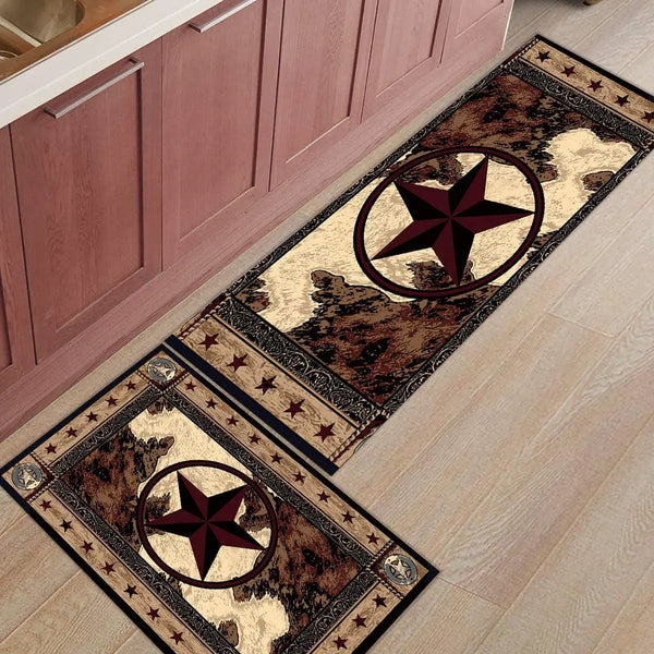 2 Pieces Non Slip Western Texas Star Kitchen Mats