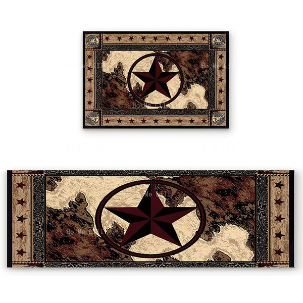 2 Pieces Non Slip Western Texas Star Kitchen Mats