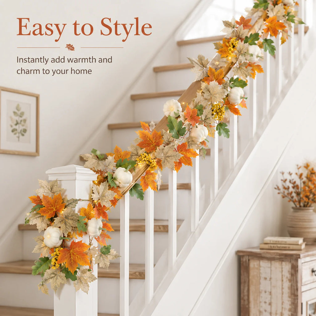 Cozy Fall Artificial Maple Leaf Garland 2 Styles