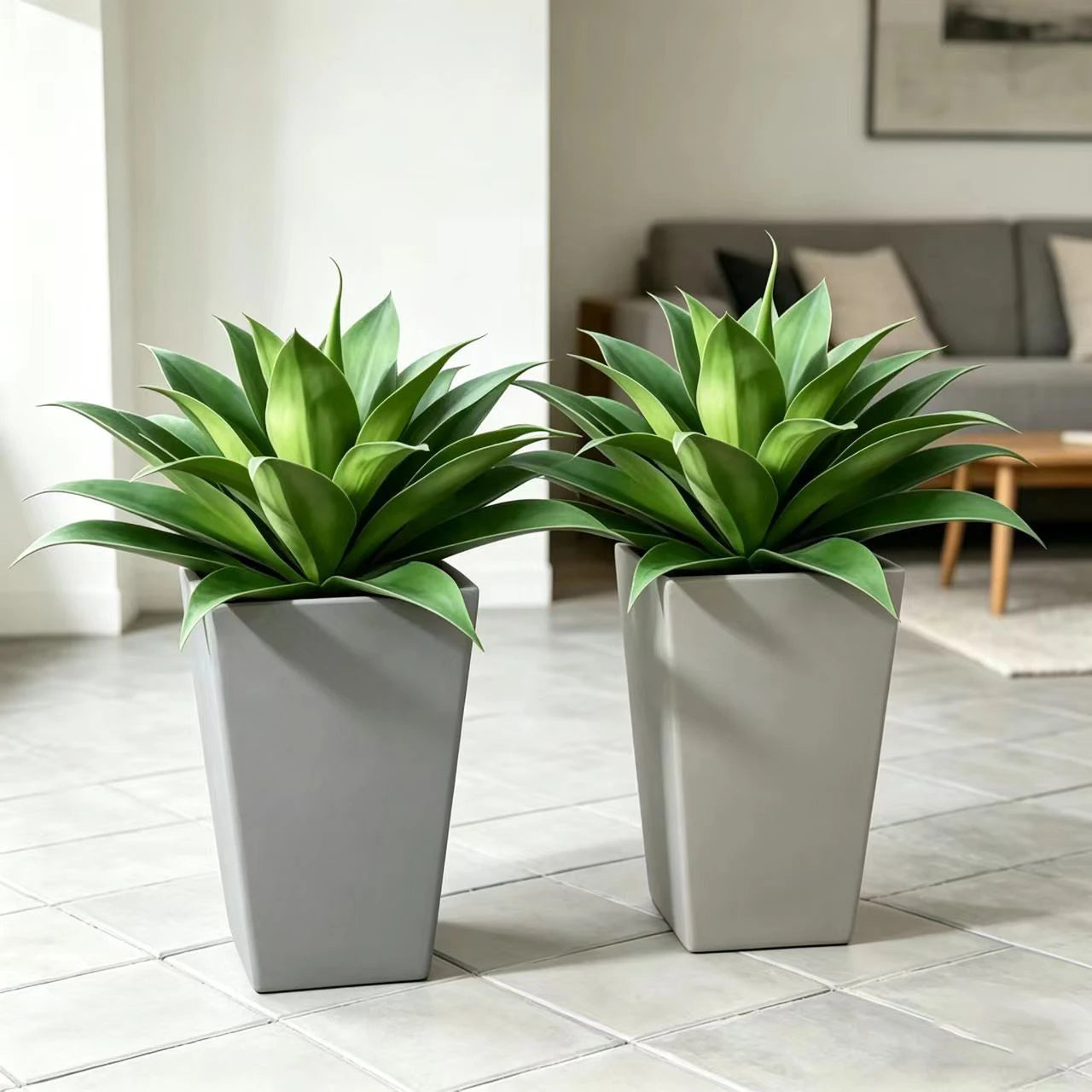 2 Pack 25in Artificial Agave Plants UV Resistant Large Faux Succulent for Indoor Outdoor Home Garden Decor