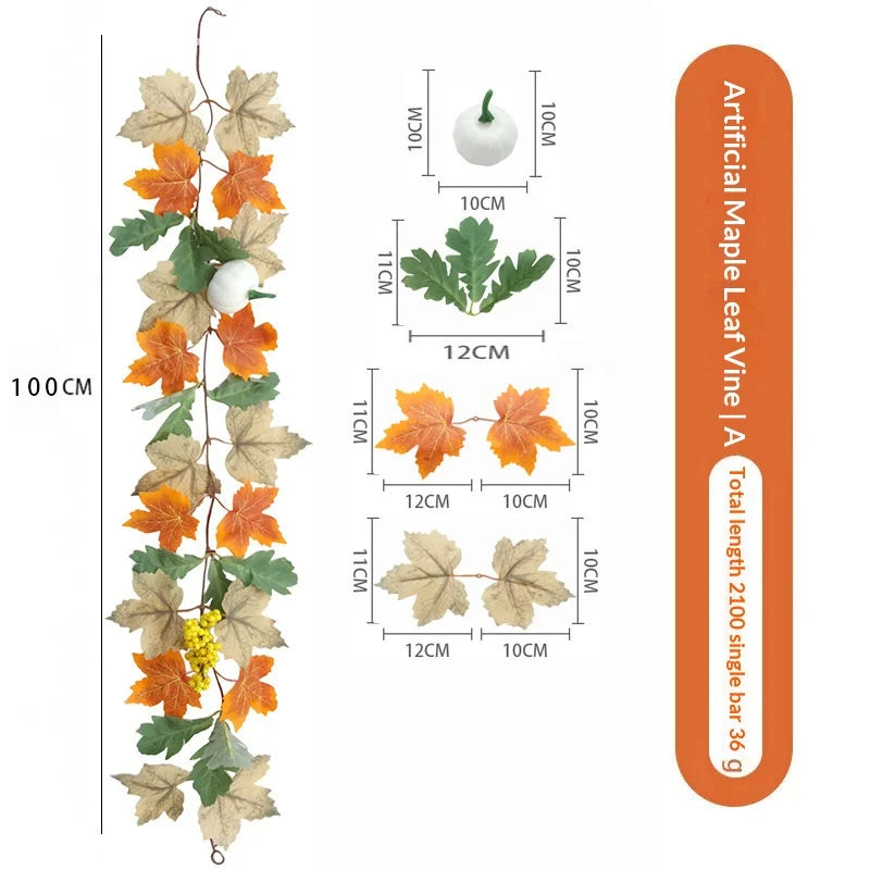Cozy Fall Artificial Maple Leaf Garland 2 Styles