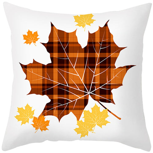 Autumn Maple Leaf Pumpkin Pillowcase 45*45cm Fall Home Decor Grateful - jenshomeandgardendecor