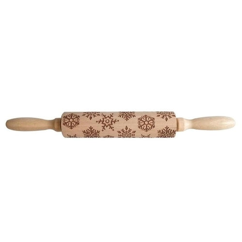 Christmas Rolling Pin Wooden Christmas Embossing - jenshomeandgardendecor