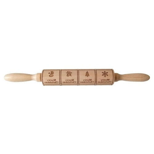 Christmas Rolling Pin Wooden Christmas Embossing - jenshomeandgardendecor