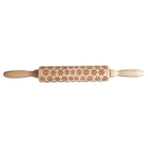 Christmas Rolling Pin Wooden Christmas Embossing - jenshomeandgardendecor