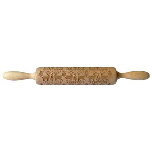 Christmas Rolling Pin Wooden Christmas Embossing - jenshomeandgardendecor