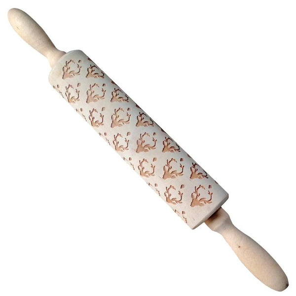 Christmas Rolling Pin Wooden Christmas Embossing - jenshomeandgardendecor