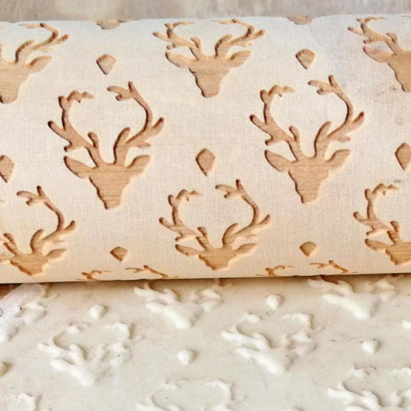 Christmas Rolling Pin Wooden Christmas Embossing - jenshomeandgardendecor