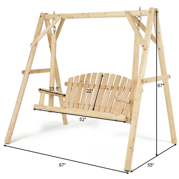 A-Frame Wooden Porch Swing - jenshomeandgardendecor