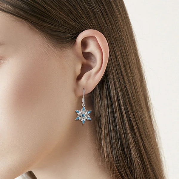 Rhinestone Snowflake Drop Earrings