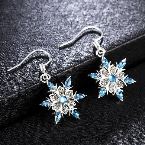 Rhinestone Snowflake Drop Earrings