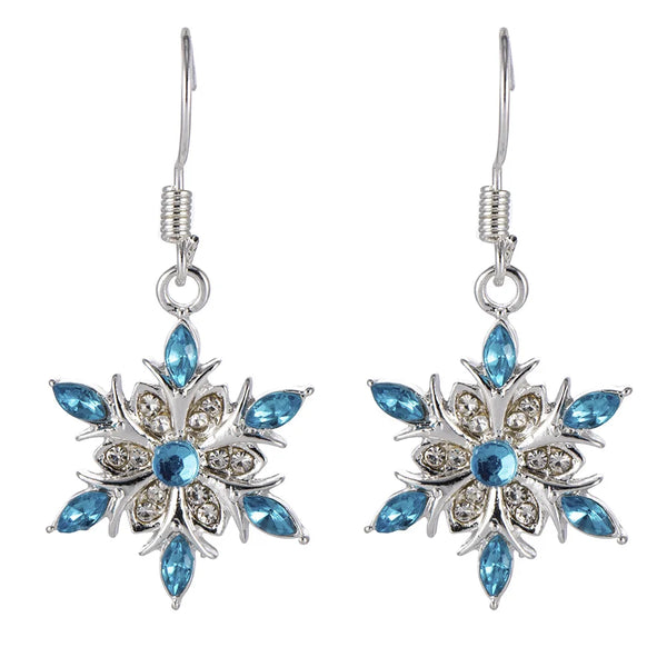 Rhinestone Snowflake Drop Earrings