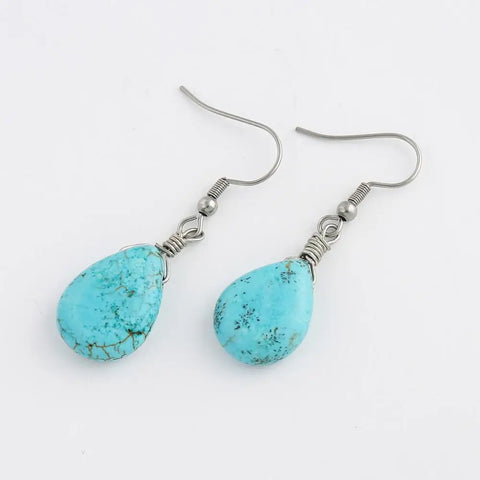 Natural Stone Turquoises Earrings - jenshomeandgardendecor