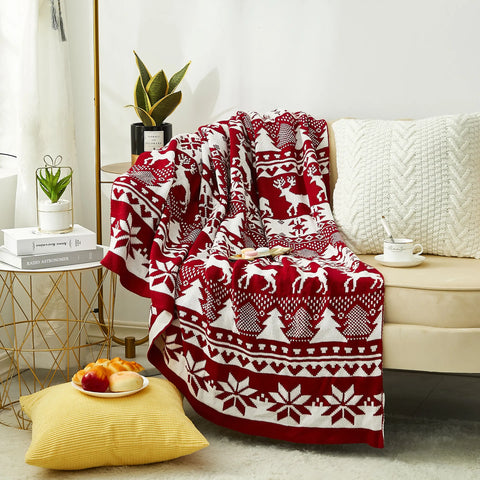 Nordic Plaid Red Throw Blanket - jenshomeandgardendecor