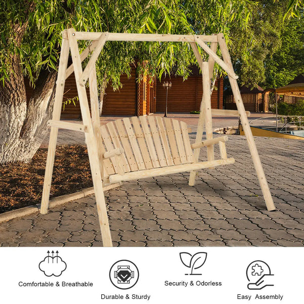 A-Frame Wooden Porch Swing - jenshomeandgardendecor