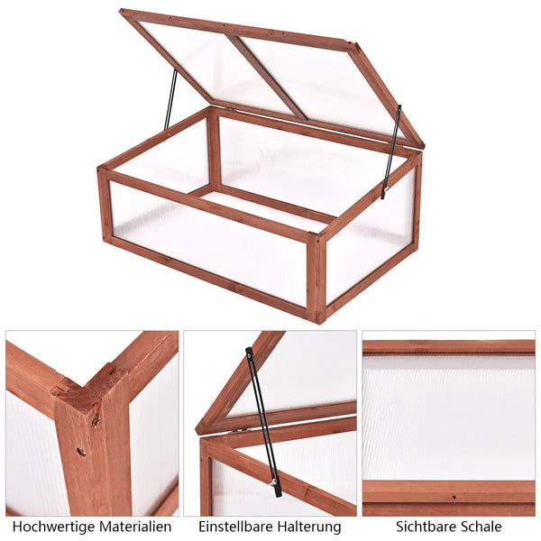 Portable Wooden Green House Cold Frame Raised Beds Protection - jenshomeandgardendecor