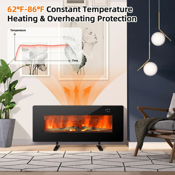 Electric Fireplace Wall Mounted Freestanding Heater Remote Control 1500W - jenshomeandgardendecor