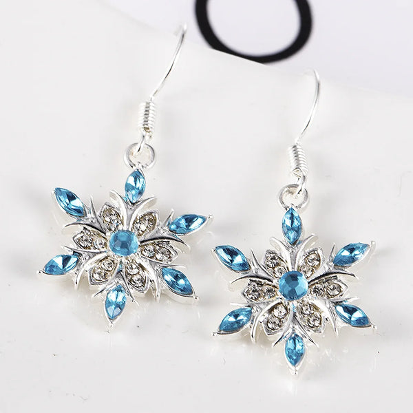 Rhinestone Snowflake Drop Earrings