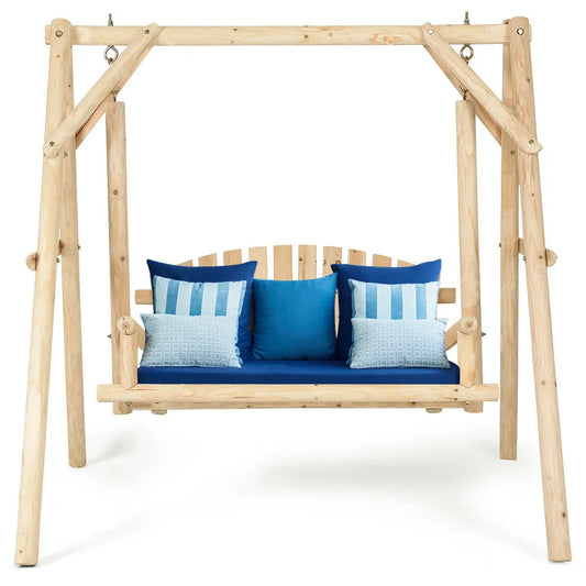 A-Frame Wooden Porch Swing - jenshomeandgardendecor